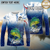 Maxcorners Fishing Ocean Scale Gradient Splash Design Personalized Name, Team Name Long Sleeve Shirt (9 Breeds)