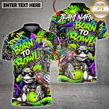 Maxcorners Bowling Graffiti Shirt Cool Turtle Sunglasses Street Style Design Multi Options Personalized Name, Team Name 3D Shirt
