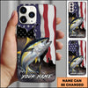 Maxcorners Fishing American Flag Patriotic Splash Personalized Name Phone Case (10 Fish Species)