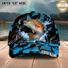 Maxcorners  Fishing Geometric Splash Dark Blue Pattern Personalized Name Classic 3D Cap (9 Breeds)