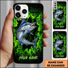 Maxcorners Fishing Phone Case Green Flame Dark Brick Wall Fish Art Design Custom Name Phone Case (12 Fish Species)