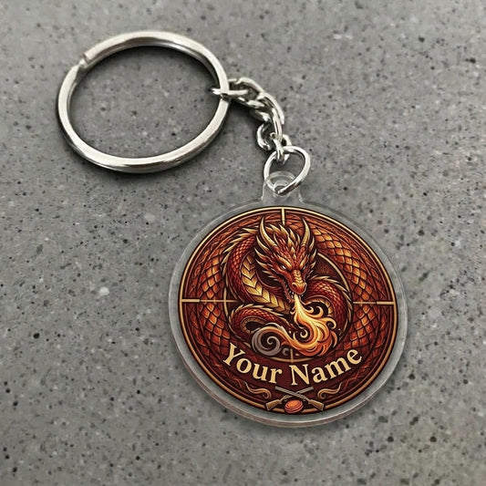 Maxcorners Personalized Fire Dragon Breathing Clay Target Crosshair Hunting Acrylic Christmas Ornament And Keychain Custom Gift For Hunters 2D Flat