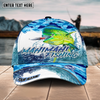 Maxcorners Fishing Blue Water Camo Pattern Sport Pattern Personalized Name 3D Cap (11 Breeds)