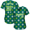 Maxcorners Custom Kelly Green Neon Green-White 3D Pattern Design Authentic St. Patrick's Day Baseball Jersey LM2605