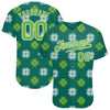 Maxcorners Custom Kelly Green Neon Green-White 3D Pattern Design Authentic St. Patrick's Day Baseball Jersey LM2605