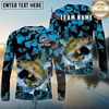 Maxcorners Fishing Geometric Camouflage Splash Art Personalized Name, Team Name Long Sleeve Shirt (9 Breeds)