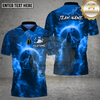 Maxcorners Bowling Wolf Moon Lightning Storm Design Multi Options Personalized Name Team Name 3D Shirt