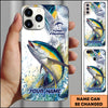 Maxcorners Fishing Phone Case Jumping Blue Fish Water Splash Sport Fishing Art Personalized Name 3D Phone Case (10 Fish Species)
