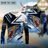 Maxcorners Freshwater Fishing Shirt Splash Blue Water Hook Pattern Sport Jersey Personalized Name, Team Name 3D All Over Printed Clothes