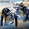 Maxcorners Freshwater Fishing Shirt Splash Blue Water Hook Pattern Sport Jersey Personalized Name, Team Name 3D All Over Printed Clothes