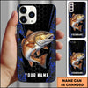 Maxcorners Fishing 3D Realistic Honeycomb Tech Background Personalized Name Phone Case (10 Fish Species)
