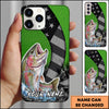 Maxcorners Fishing Neon Green Honeycomb Wave Splash Personalized Name Phone Case (10 Fish Species)