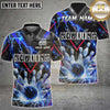 Maxcorners Lightning Bowling Strike Electric Energy Graphic Multi Options Personalized Name, Team Name 3D Shirt (4 Colors)