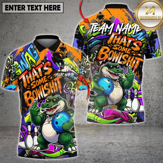 Maxcorners Lightning Alligator Bowling Cool Cartoon Multicolor Options Personalized Name, Team Name 3D Shirt (3 Colors)
