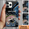 Maxcorners Fishing Blue Smoke Splash Tech Style Personalized Name Phone Case (10 Fish Species)