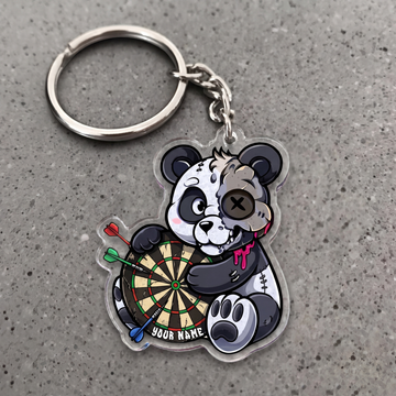 Maxcorners Zombie Panda Darts Board Personalized Name Acrylic Keychain
