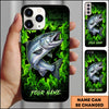 Maxcorners Fishing Phone Case Green Flame Dark Brick Wall Fish Art Design Custom Name Phone Case (12 Fish Species)