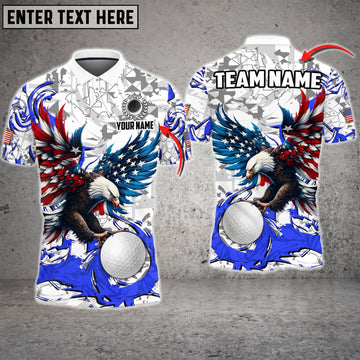 Maxcorners The Eagle Legacy 3D Golf Personalized Name Polo