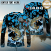 Maxcorners Fishing Geometric Camouflage Splash Art Personalized Name, Team Name Long Sleeve Shirt (9 Breeds)
