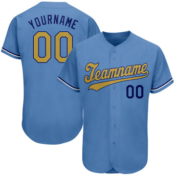Maxcorners Custom Light Blue Old Gold-Royal Authentic Baseball Jersey LM2605
