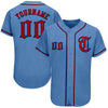 Maxcorners Custom Light Blue Red-Navy Authentic Baseball Jersey LM2605