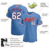Maxcorners Custom Light Blue White-Red Premium American Flag Fashion Baseball Jerseys LM0210