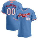 Maxcorners Custom Light Blue White-Red Premium American Flag Fashion Baseball Jerseys LM0210
