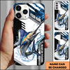 Maxcorners Fishing Phone Case Splash Water Honeycomb Black White Sport Design Personalized Name Phone Case (8 Fish Species)