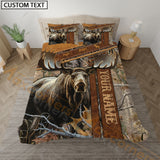 Maxcorners Moose Hunting Rustic Grass Brown Forest Bedding Set 3D All Over Printed