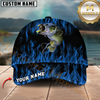 Maxcorners Fishing Blue Flame Pattern Personalized 3D Cap (10 Breeds)