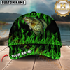 Maxcorners Fishing Green Flame Pattern Personalized 3D Cap (11 Breeds)