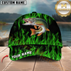 Maxcorners Fishing Green Flame Pattern Personalized 3D Cap (11 Breeds)