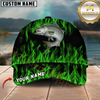 Maxcorners Fishing Green Flame Pattern Personalized 3D Cap (11 Breeds)