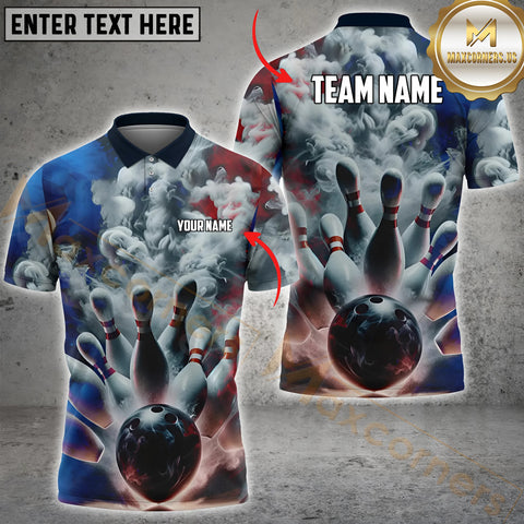 Maxcorners Bowling Smoke Customized Name, Team Name 3D Shirt