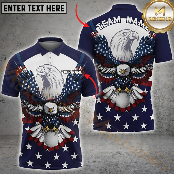 Maxcorners Golf Eagle Customized Name, Team Name 3D Shirt