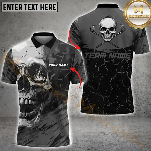Maxcorners Golf Skull Customized Name, Team Name 3D Shirt