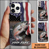 Maxcorners Fishing American Flag Patriotic Splash Personalized Name Phone Case (10 Fish Species)