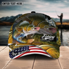 Maxcorners Fishing Fishing Make Me Happy Skinfish Flag Of US Sport Pattern Personalized Name 3D Cap (11 Breeds)