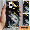 Maxcorners Fishing Luxury Black Gold Lightning Splash Personalized Name Phone Case (10 Fish Species)