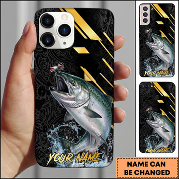Maxcorners Chinook Fishing Luxury Black Gold Lightning Splash Personalized Name Phone Case