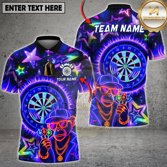 Maxcorners Neon Monkey Dartboard Street Style Multicolor Options Personalized Name, Team Name 3D Shirt (4 Colors)