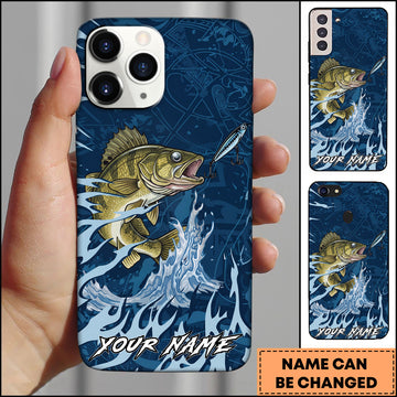 Maxcorners Walleye Fishing Jumping Fish Lure Action Personalized Name Phone Case