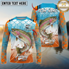 Maxcorners Fishing Retro Scale Pattern Personalized Name, Team Name Long Sleeve Shirt (9 Breeds)