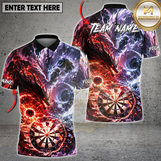 Maxcorners Fire Ice Dragon Dartboard Fantasy Multicolor Options Personalized Name, Team Name 3D Shirt (4 Colors)