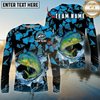 Maxcorners Fishing Geometric Camouflage Splash Art Personalized Name, Team Name Long Sleeve Shirt (9 Breeds)