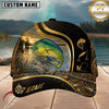 Maxcorners Fishing Black Gold Sunset Lake Customized Name 3D Cap