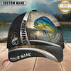 Maxcorners Fishing Black Hexagon Silver Accent Customized Name 3D Cap