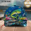 Maxcorners Fishing Blue Coral Reef Customized Name 3D Cap