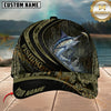 Maxcorners Fishing Black Olive Woodland Wave Customized Name 3D Cap