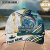 Maxcorners Fishing Blue Gold Water Camo Strike Customized Name 3D Cap